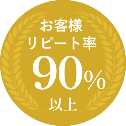 お客様リピート率90%以上